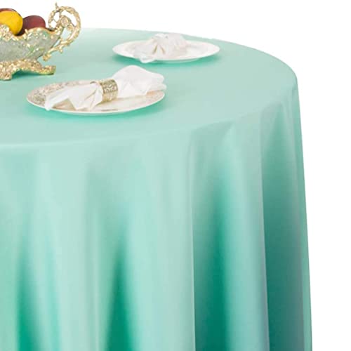 IFIKK Rund Tischdecke, Tischdecke Abwaschbar, Wasserabweisend Tischtuch, Table Cloth, Tafeldecke mit Saum, Tischtücher Fleckschutz Pflegeleicht Abwaschbar (Rund: 160cm, Tiffany-Blau) von IFIKK