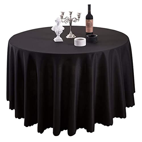IFIKK Rund Tischdecke, Tischdecke Abwaschbar, Wasserabweisend Tischtuch, Table Cloth, Tafeldecke mit Saum, Tischtücher Fleckschutz Pflegeleicht Abwaschbar (Rund: 180cm, Schwarz) von IFIKK