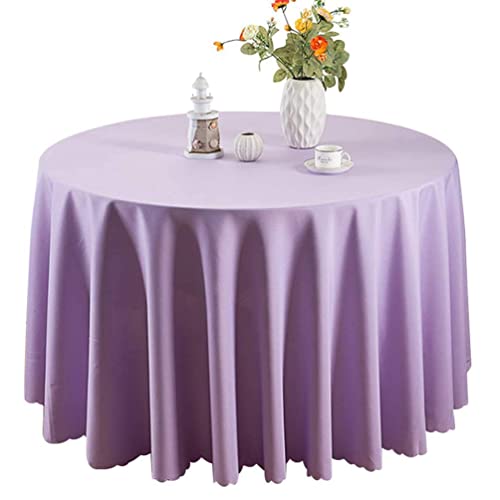 IFIKK Rund Tischdecke, Tischdecke Abwaschbar, Wasserabweisend Tischtuch, Table Cloth, Tafeldecke mit Saum, Tischtücher Fleckschutz Pflegeleicht Abwaschbar (Rund: 340cm, Helles Lila) von IFIKK