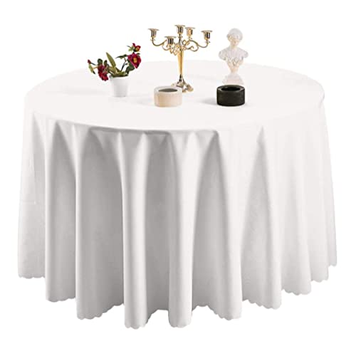 IFIKK Rund Tischdecke, Tischdecke Abwaschbar, Wasserabweisend Tischtuch, Table Cloth, Tafeldecke mit Saum, Tischtücher Fleckschutz Pflegeleicht Abwaschbar (Rund: 280cm, Weiß) von IFIKK