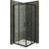 Duschkabine mit Schiebetüren Eckdusche mit Rollensystem aus ESG Glas 190cm Hoch mit schwarze Profile DK79 70x90 von IFLAIR