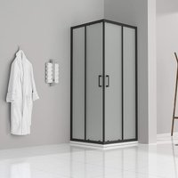 Iflair - Duschkabine mit Schiebetüren Eckdusche mit Rollensystem aus satiniertem esg Glas 190cm Hoch mit schwarzen Profilen DK79 80x95 cm Iflair - Duschkabine mit Schiebetüren Eckdusche mit Rollensystem aus satiniertem esg Glas 190cm Hoch mit schwarzen Profilen DK79 80x95 cm von IFLAIR