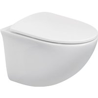 Design Hänge wc dora spülrandlose Toilette inkl. wc Sitz mit Softclose Absenkautomatik + abnehmbar in Weiß - Weiß Design Hänge wc dora spülrandlose Toilette inkl. wc Sitz mit Softclose Absenkautomatik + abnehmbar in Weiß - Weiß von IFLAIR