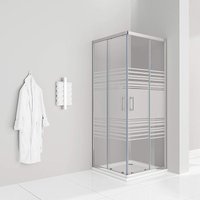 Teilsatinierte Duschkabine mit Schiebetüren Eckdusche mit Rollensystem aus ESG Glas 190cm Hoch DK77 80x90 cm Teilsatinierte Duschkabine mit Schiebetüren Eckdusche mit Rollensystem aus ESG Glas 190cm Hoch DK77 80x90 cm von IFLAIR