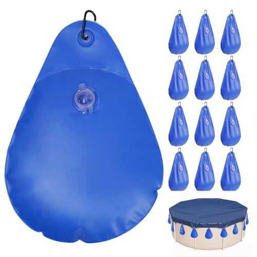 IFOYO 12 Stück Pool-Abdeckungs-Wassergewichte Beutel mit Haken, dickes PVC-Wassergewicht für oberirdische Poolabdeckung, Frostschutz-Wintergewichte, Beutel zum Verschließen von Poolplanen von IFOYO