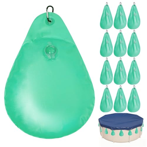 IFOYO 12 Stück Pool-Abdeckungs-Wassergewichtsbeutel mit Haken, dickes PVC-Wassergewicht für oberirdische Poolabdeckung, Frostschutz-Wintergewichte, Taschen zum Verschließen von Poolplanen von IFOYO