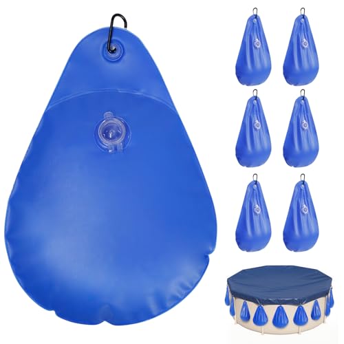 IFOYO 6 Stück Pool-Abdeckungs-Wassergewichtsbeutel mit Haken, dickes PVC-Wassergewicht für oberirdische Poolabdeckung, Frostschutz-Wintergewichte, Beutel zum Verschließen von Poolplanen von IFOYO