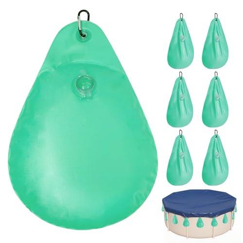 IFOYO 6 Stück Pool-Abdeckungs-Wassergewichtsbeutel mit Haken, dickes PVC-Wassergewicht für oberirdische Poolabdeckung, Frostschutz-Wintergewichte, Taschen zum Verschließen von Poolplanen von IFOYO