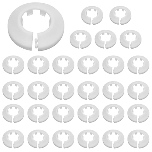 30 Stück Einzel Heizungsrohr Rosette, Heizungsrohr Rosette Rohrmanschetten Heizkörper Rohrabdeckung für Heizungsrohre Warm- und Kaltwasserrohre (Weiß, 16mm) von IFUDE