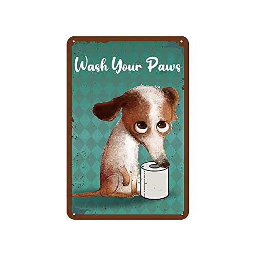 Retro Metallschild mit Spruch Blechschild Hund Tier Vintage Poster Türschilder Schild Blech Kunst Schilder für Pub, Club, Café, Bar, Restaurant Badezimmer WC Wanddekoration 20x30cm von IFUDE