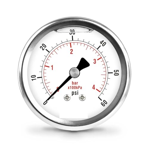 2,5 Zoll flüssigkeitsgefülltes Druckmessgerät 0-60 PSI, Edelstahlgehäuse, rückseitige Montage von IFXAVJWSQ