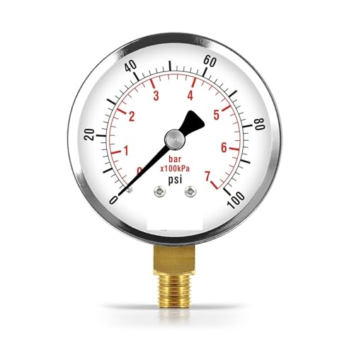 2-1/2" Manometer - Chromstahlgehäuse, 1/4" NPT, untere Montage, 100 PSI 2-1/2" Manometer - Chromstahlgehäuse, 1/4" NPT, untere Montage, 100 PSI von IFXAVJWSQ