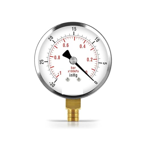2-1/2" Vakuummeter - verchromtes Stahlgehäuse, 1/4" NPT, reduzierte MNT. -30 mmHg/0- 2-1/2" Vakuummeter - verchromtes Stahlgehäuse, 1/4" NPT, reduzierte MNT. -30 mmHg/0- von IFXAVJWSQ