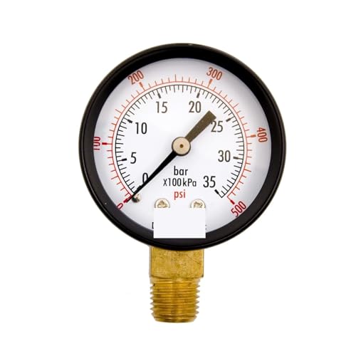2-Zoll-Mehrzweck-Druckmessgerät, 1/4-Zoll-NPT-Untersitz, schwarzes Stahlgehäuse, 0-500 PSI- von IFXAVJWSQ