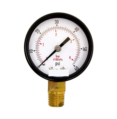 2-Zoll-Mehrzweck-Druckmessgerät, 1/4-Zoll-NPT-Untersitz, schwarzes Stahlgehäuse, 0-60 PSI- von IFXAVJWSQ