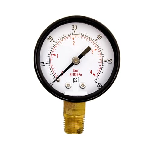 2-Zoll-Mehrzweck-Druckmessgerät, 1/4-Zoll-NPT-Untersitz, schwarzes Stahlgehäuse, 0-60 PSI- von IFXAVJWSQ