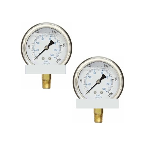 2er-Pack flüssigkeitsgefüllte Druckmessgeräte 0–2.000 PSI 2,5"-Anzeige, 1/4" NPT-Druckentlastungsanschluss 2er-Pack flüssigkeitsgefüllte Druckmessgeräte 0–2.000 PSI 2,5"-Anzeige, 1/4" NPT-Druckentlastungsanschluss von IFXAVJWSQ