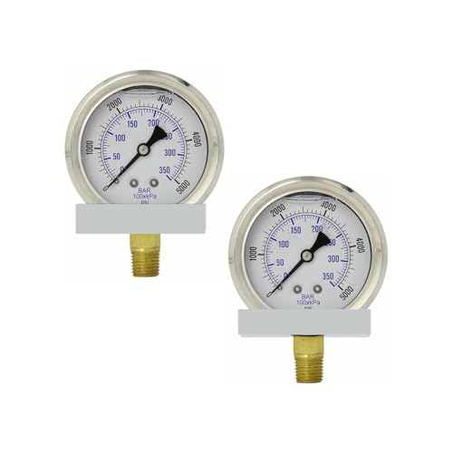 2er-Pack flüssigkeitsgefüllte Druckmessgeräte 0–5.000 PSI, 2,5-Zoll-Anzeige, 1/4-Zoll-Tiefmontage 2er-Pack flüssigkeitsgefüllte Druckmessgeräte 0–5.000 PSI, 2,5-Zoll-Anzeige, 1/4-Zoll-Tiefmontage von IFXAVJWSQ