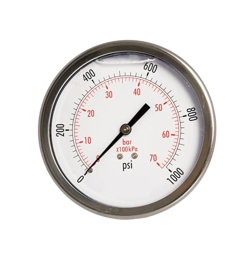 4" Öldruckmesser, SS-Gehäuse, 3/8" NPT, hinterer Sitz, 0-1.000 PSI von IFXAVJWSQ