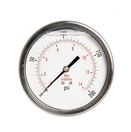 4" Öldruckmesser, SS-Gehäuse, 3/8" NPT, hinterer Sitz, 0-200PSI von IFXAVJWSQ