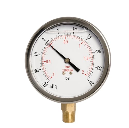 4-Zoll-Öldruckmesser, SS-Gehäuse, 3/8-Zoll-NPT-Untersitz, 30HG/30PSI- von IFXAVJWSQ