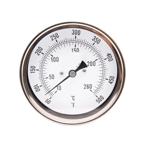 Industrielles Bimetallthermometer, 5" Oberfläche x 9" Schaft, 50-500 mit kalibriertem Zifferblatt von IFXAVJWSQ