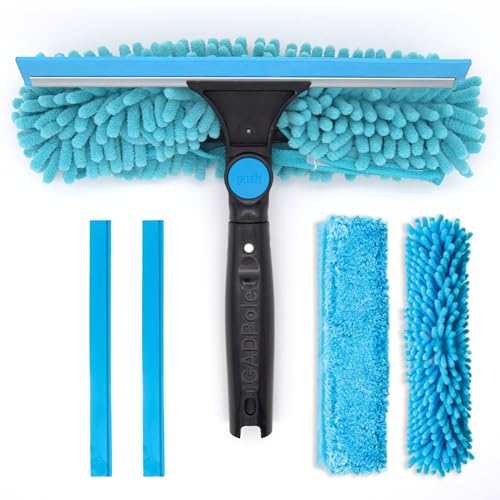 IGADFensterabzieher + Schrubber (Chenille- und Mikrofasertücher) für Fensterreinigung/Mehrwinkel-Fensterwascher-Zubehör für Verlängerungsstange/IGADPOLE Befestigung von IGAD