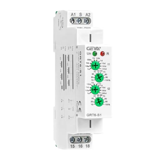 GRT6-S1 AC230V Zyklus Relais Zeitrelais 10A Asymmetrisch ON/OFF 1 SPDT mit verstellbarer Verzögerung 0,1s-100D für die DIN-Führungsinstallation für die industrielle und häusliche Automatisierung GRT6-S1 AC230V Zyklus Relais Zeitrelais 10A Asymmetrisch ON/OFF 1 SPDT mit verstellbarer Verzögerung 0,1s-100D für die DIN-Führungsinstallation für die industrielle und häusliche Automatisierung von IGEYAPA