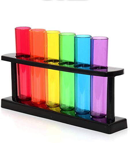 CKB LTD - Bar Amigos - Neon Kunststoff Reagenzglasaufnahme Shooters Gläser mit Stand - Lila, Blau, Grün, Gelb, von CKB LTD