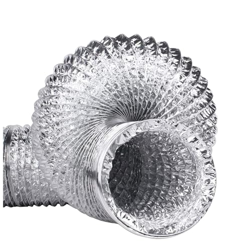 Flexibler Aluminium-Luftschlauch, Aluminium-Stahl, Luftkanalschlauch für Lüftungssysteme, 80–300 mm, 2–5 m, mit Klemme und Klebeband (2 m, 200 mm) von IGGLL