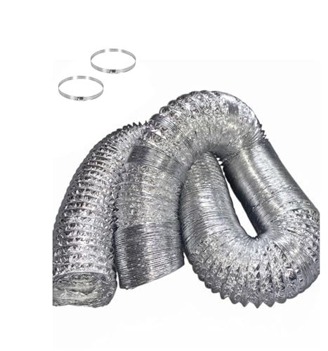 Flexibler Aluminium-Luftschlauch, flexibler Aluminium-Kanalschlauch mit 2 Edelstahlklemmen, 80–300 mm Durchmesser, 2–5 m Länge(5m,180mm) von IGGLL