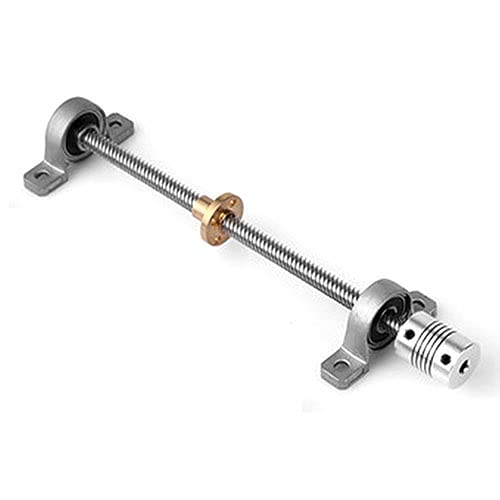 Gewindestangen-Leitspindel, 1 Satz T8-Leitspindel 3D-Drucker 8 mm Länge 100–800 mm Leitspindel + Kupfermutter + KP08-Lagerhalterung + flexible Kupplung 8 x 8(500mm) von IGGLL