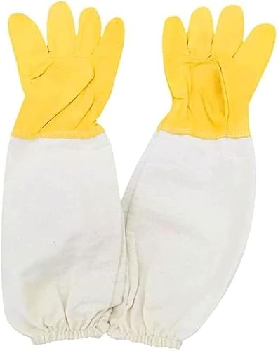 Hitzebeständige Handschuhe, 1 Paar Imkerhandschuhe, multifunktionale Gartenhandschuhe aus Leder mit langen Segeltuchärmeln, Schutz for Imkeranfänger oder andere Hitzebeständige Handschuhe, 1 Paar Imkerhandschuhe, multifunktionale Gartenhandschuhe aus Leder mit langen Segeltuchärmeln, Schutz for Imkeranfänger oder andere von IGGLL
