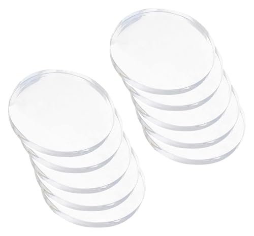 Klare runde Acrylscheibe, 10 Stück, klare runde Acrylscheiben, Plattendicke 10 mm, Durchmesser 20–60 mm, geeignet for Heimwerkerarbeiten und Heimdekoration(Diameter 20mm) von IGGLL