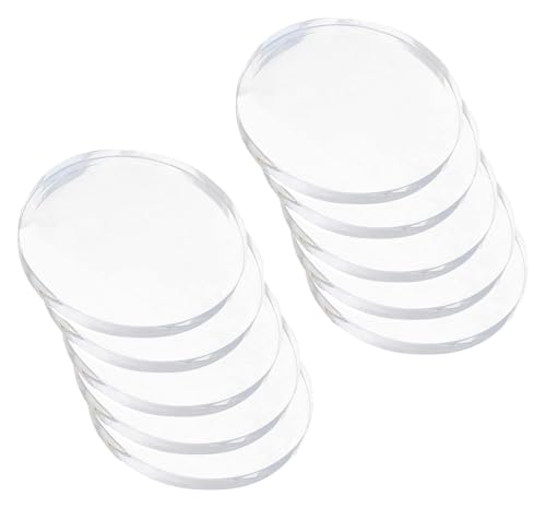 Klare runde Acrylscheibe, 10 Stück runde Acrylscheiben, Dicke 8 mm, Kunststoffplatte, transparente Acrylplatte for Schilder, DIY-Bastelprojekte und Bilderrahmen(Diameter 20mm) von IGGLL