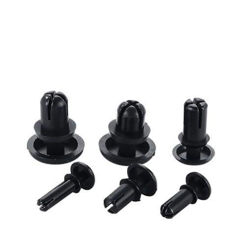 Kunststoff-Nylon-Niet-Zierklammer, 100 Stück 2,1/2,7/3,1/3,6/4,1/5,1/6,1 mm Nylon R-Typ Expansionsnietmutter Kunststoff-Schnallenclip(Black,R3570) von IGGLL