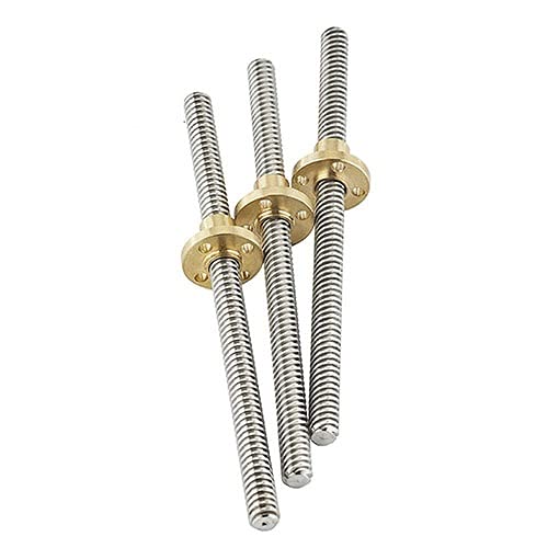 Mutterschraube mit Gewindestange, 1 Stück T8 Trapezschraube mit Kupfermutter, Durchmesser 8 mm, Teilung 2 mm, Länge 2 mm, 150 mm - 500 mm, T-Mutterschraube für 3D-Druckerteile (200 mm mit Muttern) von IGGLL