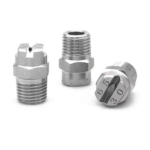 Spitzen for Waschdüsen, Fächerdüse aus Edelstahl, 1/8 1/4 Außengewinde, mehrere Winkel, 5er-Pack(1/8 External Thread 9.5mm (Bore Diameter 1.3mm),95°) von IGGLL