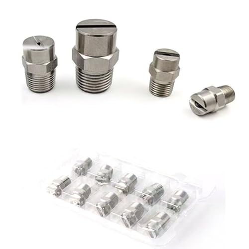 Spitzen for Waschdüsen, Fächerdüse aus Edelstahl, 1/8 Zoll, 1/4 Zoll Gewinde, 65–110 ° Sprühwinkel, 5er-Pack(1/4 External Thread 12.5mm (Bore Diameter 1.8mm),65°) von IGGLL