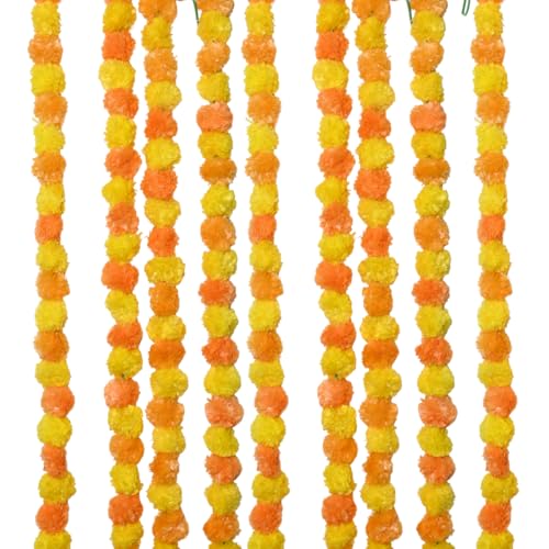 Mehrfarbige Girlande, 15 m lange Stränge, Blumengirlande, Dekorationen, indische Hochzeit, Kunstblumengirlande für Pooja, Hochzeit, Events, Diwali (15) von IGH