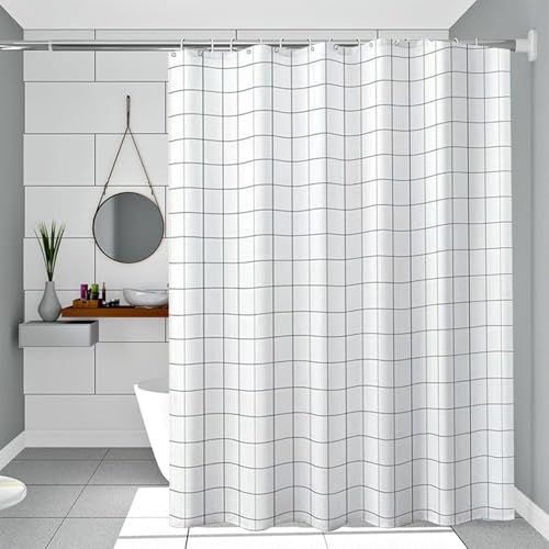 IGINOA Duschvorhang 180x200 Weiß Antischimmel Badevorhang Shower Curtains Wasserdicht mit ösen Motiv Weiss Duschrollo Schimmelresistent Badewanne Vorhang Duschvorhänge Badewannenvorhang Muster von IGINOA