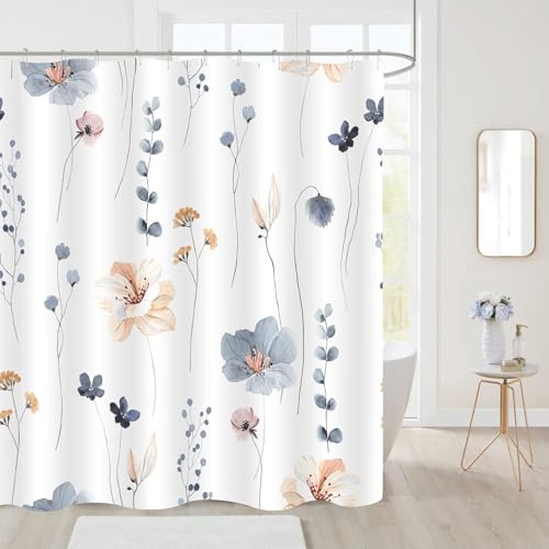 IGINOA Duschvorhang Antischimmel 180x180 Badevorhang Weiß Shower Curtains Wasserdicht Blumen mit ösen Motiv Schimmelresistent Gelb Badewanne Vorhang Pflanzen Waschbar Grau Muster Duschvorhänge von IGINOA