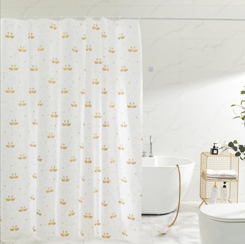 IGINOA Duschvorhang Weiß Antischimmel 180x180 Badevorhang Shower Curtains Wasserdicht mit ösen Motiv Gelb Duschrollo Schimmelresistent Badewanne Vorhang Duschvorhänge Badewannenvorhang Muster von IGINOA