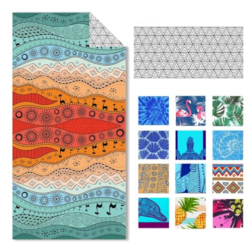 IGINOA Strandtuch XXL Microfaser Strandhandtücher Mikrofaser Badetuch 1Set Beach Towels 180x90 Schnelltrocknend Dünn Strandtücher Groß Leicht Badehandtuch Strand Bunt Damen Microfasertuch von IGINOA