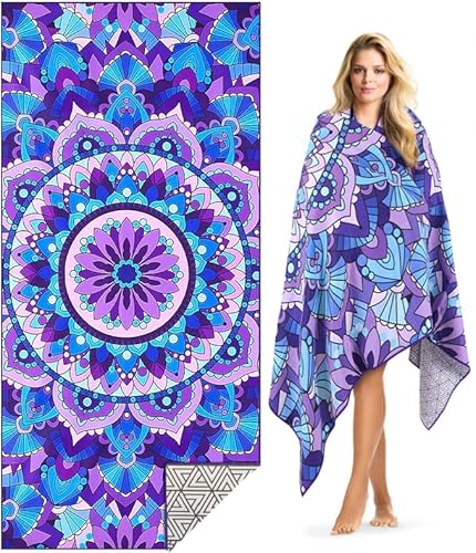 IGINOA Strandtuch XXL Microfaser Strandhandtücher Mikrofaser Badetuch Mandala 1Set Beach Towels 180x90 Schnelltrocknend Dünn Strandtücher Groß Leicht Badehandtuch Strand Microfasertuch von IGINOA