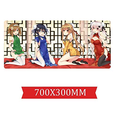 Mauspad Super niedliche Cartoonschönheit Geschwindigkeits-Spiel Mauspad |XXL Mousepad | 700 x 300mm Großformat | 2 mm Dicke Basis | Perfekte Präzision und Geschwindigkeit, C von IGIRC