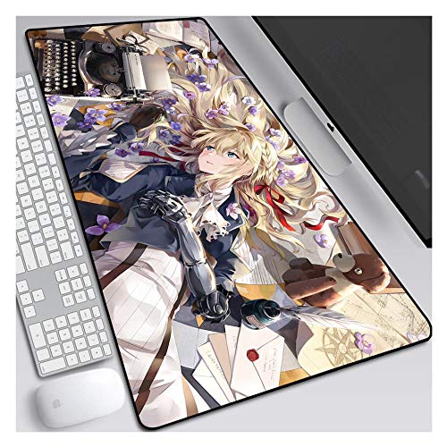 Mauspad Violet Evergarden Speed ​​Gaming Mauspad, 900X400mm Mauspad, Erweitertes XXL großes Mousemat mit 3mm starker Basis, Perfekte Präzision und Geschwindigkeit, M von IGIRC