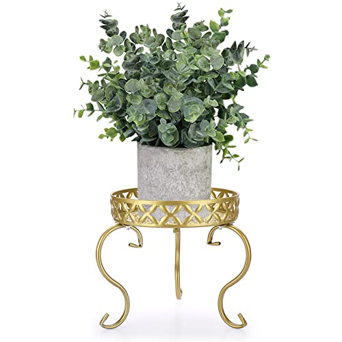 IGNPION 1 x Kunst-Metall-Pflanzenständer, Blumentopfhalter, für drinnen und draußen, Gold (Pflanze nicht im Lieferumfang enthalten) von IGNPION