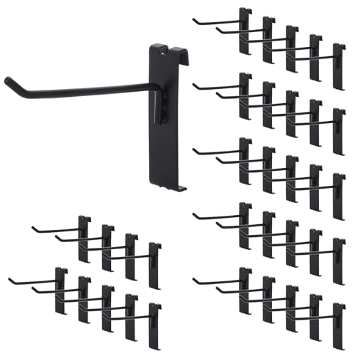 IGNPION 35 Stück Metall-Gridwall Haken – schwarze Kerbe Display Haken Gridwall Panel Haken kommerzielle Qualität Gridwall Pegs für Geschäft Einzelhandel Display (10,2 cm) von IGNPION