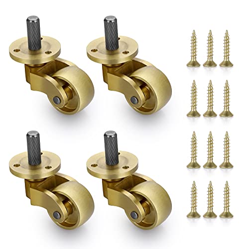 IGNPION 4 Stück Universal Möbelrollen 25 mm aus massivem Messing 360° drehbar von IGNPION